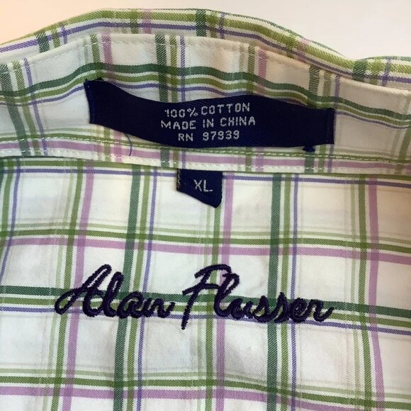 Alan Flusser Plaid Shirt Men's Size XL Long Sleeve Button Up 100% Cotton - Picture 3 of 13